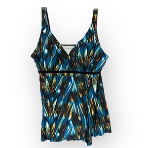 Septangle Women’s Plus Size Abstract Print One Piece Bathing Suit